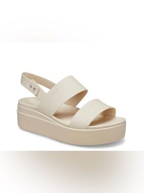 Crocs Brooklyn Low Wedge Beige Platform Sandal Size US 7 Minimalist Streetwear